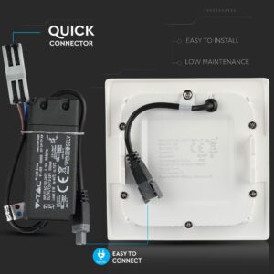LED Panel Τετράγωνο Χωνευτό Λευκό 6W V-TAC PRO Samsung Chip 120° 420lm 12×12 Θερμό Λευκό 3000K – 703