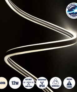 GloboStar® 70481 DOUBLE-SIDED 120°+120° Degree Neon Flex Epistar LED SMD 2835 1m 12W/m 120LED/m 1284lm/m 120°+120° DC 24V Αδιάβροχη IP68 Φυσικό Λευκό 4500K Dimmable