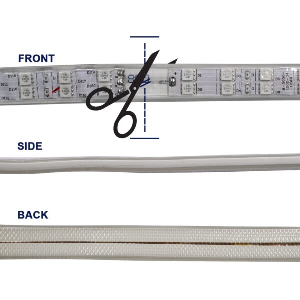 GloboStar® 70517 Wide Ταινία Διπλής Σειράς Epistar LED SMD 5050 1m 24W/m 120LED/m 3144lm/m 120° DC 230V Αδιάβροχη IP68 RGB Dimmable