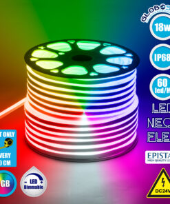 GloboStar® 70568 OVALE 120° Degree Neon Flex Epistar LED SMD 5050 1m 18W/m 60LED/m 1818lm/m 120° DC 24V Αδιάβροχη IP68 RGB Dimmable