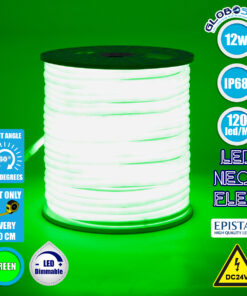 GloboStar® 70584 TUBE 360° Degree Neon Flex Epistar LED SMD 2835 1m 12W/m 120LED/m 1212lm/m 360° DC 24V Αδιάβροχη IP68 Πράσινο Dimmable