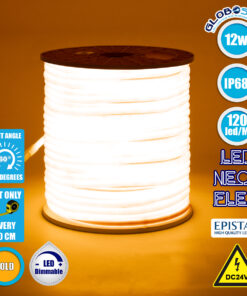 GloboStar® 70586 TUBE 360° Degree Neon Flex Epistar LED SMD 2835 1m 12W/m 120LED/m 1212lm/m 360° DC 24V Αδιάβροχη IP68 Gold – Ultra Θερμό 2200K Dimmable