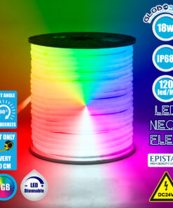 GloboStar® 70588 TUBE 360° Degree Neon Flex Epistar LED SMD 5050 1m 18W/m 120LED/m 1818lm/m 360° DC 24V Αδιάβροχη IP68 RGB Dimmable