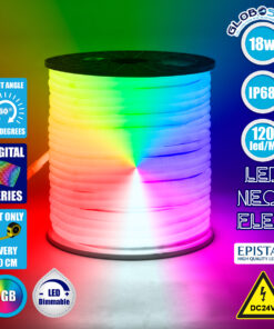GloboStar® 70589 TUBE 360° Degree Neon Flex Epistar LED SMD 5050 1m 18W/m 60LED/m 1818lm/m 360° DC 24V Αδιάβροχη IP68 Digital Magic Addressable IC WS2811 RGB Dimmable
