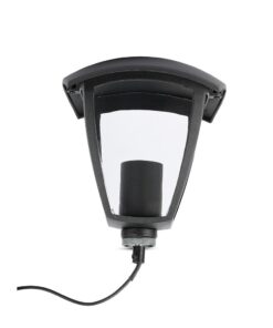 Εξωτερικός φωτισμός κήπου, μαύρο επιτοίχιο φωτιστικό LED με μοντέρνο σχεδιασμό και καλώδιο σύνδεσης.