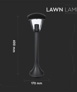 Μαύρο φωτιστικό κήπου με διαστάσεις 600x170mm, σύγχρονος σχεδιασμός για εξωτερικό φωτισμό.