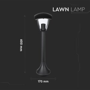Μαύρο φωτιστικό κήπου με διαστάσεις 600x170mm, σύγχρονος σχεδιασμός για εξωτερικό φωτισμό.