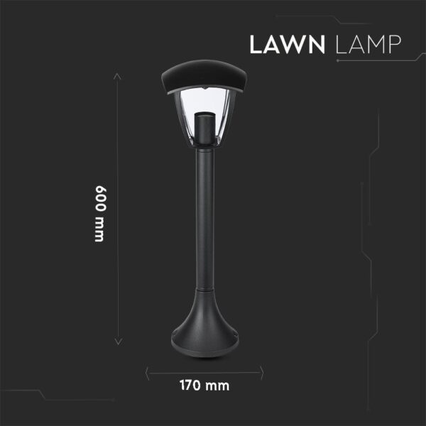 Μαύρο φωτιστικό κήπου με διαστάσεις 600x170mm, σύγχρονος σχεδιασμός για εξωτερικό φωτισμό.