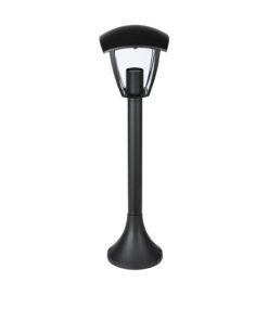 Μαύρο εξωτερικό φωτιστικό κήπου, μοντέρνας σχεδίασης με γυάλινο καπέλο, ιδανικό για διακόσμηση πλαισίων.