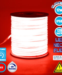 GloboStar® 70593 TUBE 360° Degree Neon Flex Epistar LED SMD 2835 1m 12W/m 120LED/m 1212lm/m 360° DC 230V Αδιάβροχη IP68 Κόκκινο Dimmable