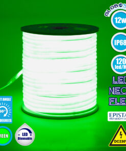 GloboStar® 70594 TUBE 360° Degree Neon Flex Epistar LED SMD 2835 1m 12W/m 120LED/m 1212lm/m 360° DC 230V Αδιάβροχη IP68 Πράσινο Dimmable