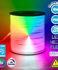 GloboStar® 70598 TUBE 360° Degree Neon Flex Epistar LED SMD 5050 1m 18W/m 120LED/m 1818lm/m 360° DC 230V Αδιάβροχη IP68 RGB Dimmable