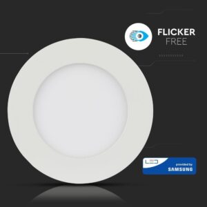 LED Panel Στρογγυλό Χωνευτό Λευκό 6W V-TAC PRO Samsung Chip 120° 420lm Ø120  Θερμό Λευκό 3000K – 706