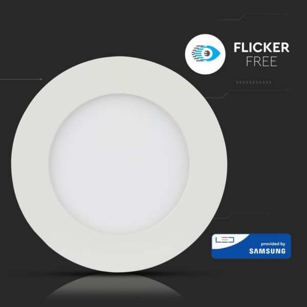 LED Panel Στρογγυλό Χωνευτό Λευκό 6W V-TAC PRO Samsung Chip 120° 420lm Ø120  Θερμό Λευκό 3000K – 706