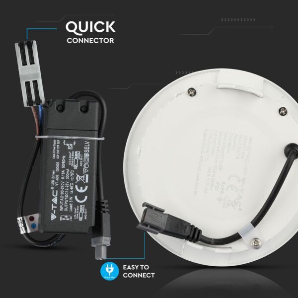 LED Panel Στρογγυλό Χωνευτό Λευκό 6W V-TAC PRO Samsung Chip 120° 420lm Ø120  Θερμό Λευκό 3000K – 706