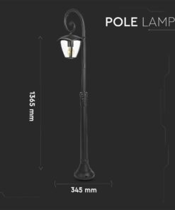 Μαύρη κλασική κολώνα φωτισμού ύψους 1365 χιλ. και πλάτους 345 χιλ. με μοντέρνο σχεδιασμό.