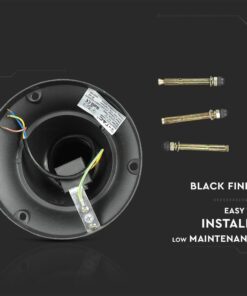 Μαύρο φωτιστικό με εύκολη εγκατάσταση και συντήρηση, περιλαμβάνει τρεις βίδες τοποθέτησης.