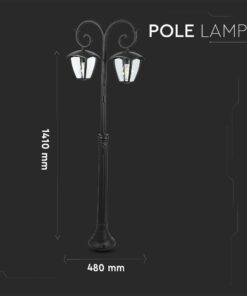 Δίφωτος στύλος φωτιστικού 1410x480mm, μοντέρνος σχεδιασμός για εξωτερικούς χώρους.