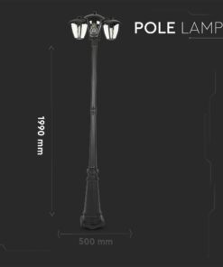 Υπαίθριο φωτιστικό στύλου 1990mm, μαύρο, ρετρό σχεδίαση, ιδανικό για κήπους και μονοπάτια.