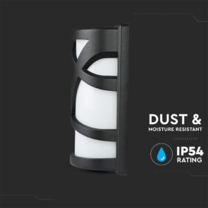 Επιτοίχιο Φωτιστικό Κήπου E27 IP54 Αλουμίνιο – Γυαλί Μαύρο Ματ V-TAC – 7064