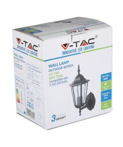 Εξωτερικό φωτιστικό τοίχου V-TAC VT-749 60W IP44, κατάλληλο για λάμπες E27 LED.