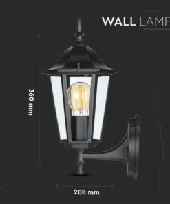 Εξωτερικό φωτιστικό τοίχου μαύρο με διαστάσεις 360x208 χιλ. Ιδανικό για κήπους και αυλές.