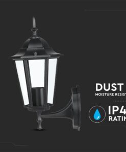 Εξωτερικό φωτιστικό τοίχου, ανθεκτικό στη σκόνη και υγρασία, μαύρο, με κλάση προστασίας IP44.