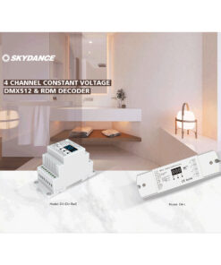 GloboStar® 70668 D4-L SKYDANCE DC DMX & RDM Dimmer High Speed Controller / Decoder 4 Καναλιών DC 12-24V 4 x 5A 120W – Max 20.5A 480W – IP20 Μ17 x Π5 x Υ2.5cm – 5 Years Warranty