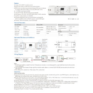 GloboStar® 70668 D4-L SKYDANCE DC DMX & RDM Dimmer High Speed Controller / Decoder 4 Καναλιών DC 12-24V 4 x 5A 120W – Max 20.5A 480W – IP20 Μ17 x Π5 x Υ2.5cm – 5 Years Warranty