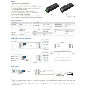 GloboStar® 70669 D4-P SKYDANCE DC DMX & RDM Dimmer High Speed Controller / Decoder 4 Καναλιών DC 12-48V 4 x 8A 384W – Max 32.5A 1152W – IP20 Μ17.5 x Π4.5 x Υ2.8cm – 5 Years Warranty