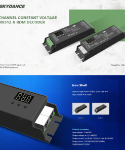 GloboStar® 70669 D4-P SKYDANCE DC DMX & RDM Dimmer High Speed Controller / Decoder 4 Καναλιών DC 12-48V 4 x 8A 384W – Max 32.5A 1152W – IP20 Μ17.5 x Π4.5 x Υ2.8cm – 5 Years Warranty
