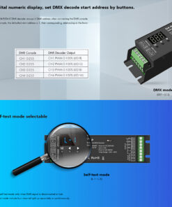 GloboStar® 70669 D4-P SKYDANCE DC DMX & RDM Dimmer High Speed Controller / Decoder 4 Καναλιών DC 12-48V 4 x 8A 384W – Max 32.5A 1152W – IP20 Μ17.5 x Π4.5 x Υ2.8cm – 5 Years Warranty