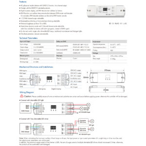 GloboStar® 70671 S1-D SKYDANCE AC Triac DMX Dimmer 2 Καναλιών AC 100-240V 2 x 1A 240W – Max 2A 480W – IP20 Μ16.7 x Π5 x Υ2.4cm – 5 Years Warranty