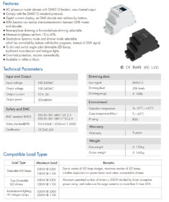 GloboStar® 70672 S1-D1 SKYDANCE AC Triac DMX Dimmer Din Rail Ράγας 1 Καναλιού AC 100-240V 1 x 2A 480W – Max 2A 480W – IP20 DMX512 Μ11.5 x Π5 x Υ6.5cm – 5 Years Warranty