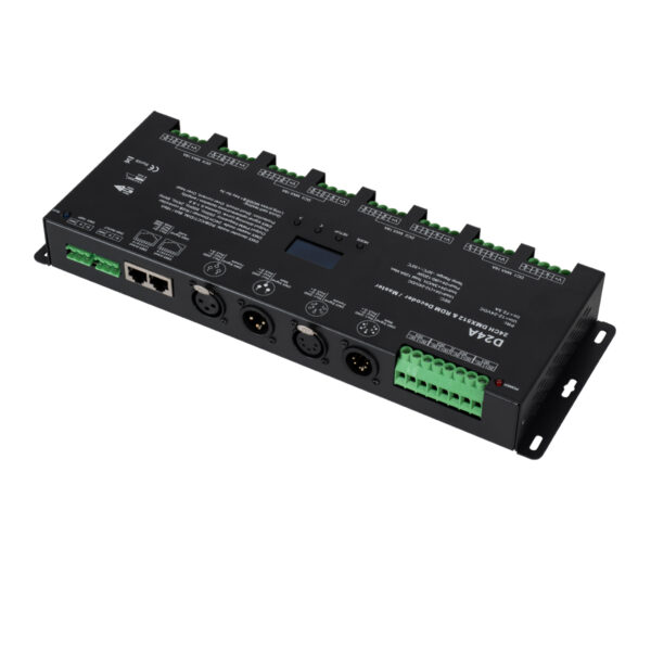 GloboStar® 70673 D24A SKYDANCE DC DMX & RDM Dimmer High Speed Controller / Decoder / Master 24 Καναλιών DC 12-24V 24 x 3A 72W – Max 72.5A 1740W – IP20 DMX512 Μ16.7 x Π5 x Υ2.4cm – 5 Years Warranty
