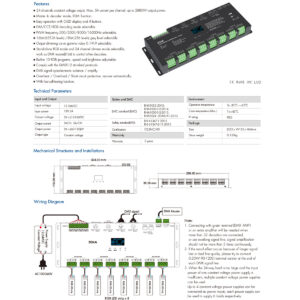 GloboStar® 70673 D24A SKYDANCE DC DMX & RDM Dimmer High Speed Controller / Decoder / Master 24 Καναλιών DC 12-24V 24 x 3A 72W – Max 72.5A 1740W – IP20 DMX512 Μ16.7 x Π5 x Υ2.4cm – 5 Years Warranty