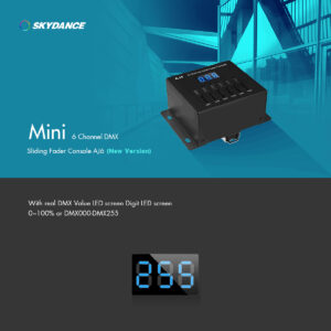 GloboStar® 70675 AJ6 SKYDANCE DMX 6 Channel Fader Console – Κονσόλα Φωτισμού 6 Καναλιών DMX DC 5-12V ή 3 x AAA Μπαταρίες – IP20 Μ10 x Π7 x Υ4cm – 5 Years Warranty