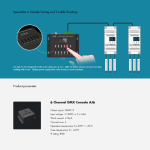 GloboStar® 70675 AJ6 SKYDANCE DMX 6 Channel Fader Console – Κονσόλα Φωτισμού 6 Καναλιών DMX DC 5-12V ή 3 x AAA Μπαταρίες – IP20 Μ10 x Π7 x Υ4cm – 5 Years Warranty