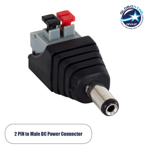 GloboStar® 70677 Βύσμα Τροφοδοσίας DC Αρσενικό - Male Jack Connector σε Κλέμα Πατητή Ταχείας Σύνδεσης L4.1 x W1.5 x H2cm