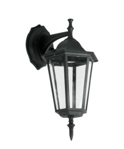Επιτοίχιο Φωτιστικό Κήπου Απλίκα Φαναράκι προς τα Κάτω E27 IP44 Αλουμίνιο – Γυαλί Μαύρο V-TAC – 7068
