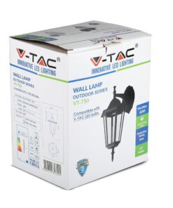 Επιτοίχιο Φωτιστικό Κήπου Απλίκα Φαναράκι προς τα Κάτω E27 IP44 Αλουμίνιο – Γυαλί Μαύρο V-TAC – 7068