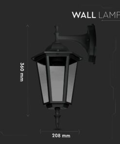 Επιτοίχιο Φωτιστικό Κήπου Απλίκα Φαναράκι προς τα Κάτω E27 IP44 Αλουμίνιο – Γυαλί Μαύρο V-TAC – 7068