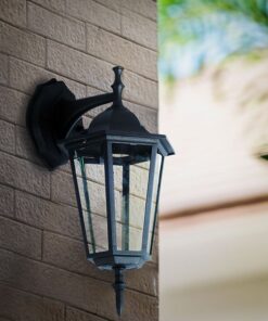 Επιτοίχιο Φωτιστικό Κήπου Απλίκα Φαναράκι προς τα Κάτω E27 IP44 Αλουμίνιο – Γυαλί Μαύρο V-TAC – 7068