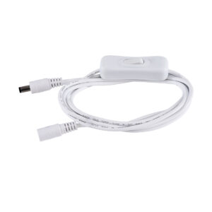 GloboStar® 70681 Καλώδιο Διακόπτης ON/OFF DC 12-24V 180cm από Jack Male 2.1×5.5mm σε Female 2.1×5.5mm Λευκό L185 x W1.9 x H1.5cm
