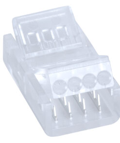 GloboStar® 70688 Ενωτικός Σύνδεσμος για Πολύχρωμη Ταινία LED 10mm 4 PIN σε Καλώδιο Τροφοδοσίας Ατερμάτιστο 4 PIN Μ2.1 x Π1.3 x Υ0.7cm Διάφανο