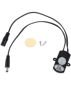 GloboStar® 70693 Mini Αισθητήρας Modular με Καλώδιο In-Out 5.5*2.1 & PIR Ανιχνευτή-Αισθητήρα Κίνησης 360° 3m Motion Sensor 30 sec Delay DC 12-24V Max 144W Μ30 x Π4 x Υ2.3cm