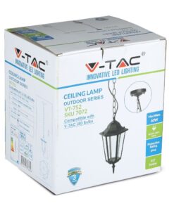 Εξωτερικό φωτιστικό V-TAC LED, 60W, IP44, με βάση Ε27, κατάλληλο για αυλή ή μπαλκόνι.