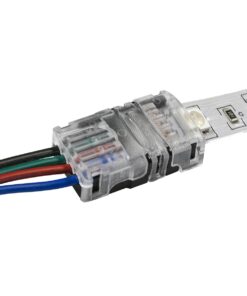 GloboStar® 70722 Ταχυσύνδεσμος Ένωσης IP20 – Strip To Cable Connector για Ένωση 1 x RGB Ταινίας LED Πλάτους 10mm με 1 x Καλώδιο Τροφοδοσίας