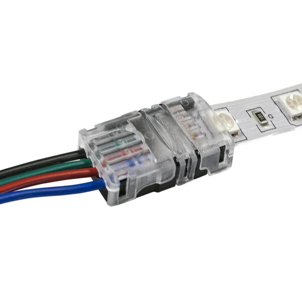 GloboStar® 70722 Ταχυσύνδεσμος Ένωσης IP20 – Strip To Cable Connector για Ένωση 1 x RGB Ταινίας LED Πλάτους 10mm με 1 x Καλώδιο Τροφοδοσίας