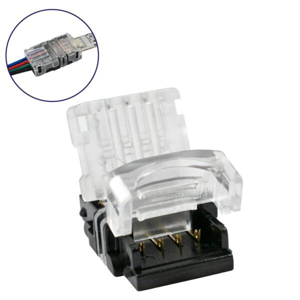 GloboStar® 70724 Αδιάβροχος Ταχυσύνδεσμος Ένωσης IP65 - Strip To Cable Connector για Ένωση 1 x RGB Αδιάβροχης Ταινίας LED Πλάτους 10mm με 1 x Καλώδιο Τροφοδοσίας